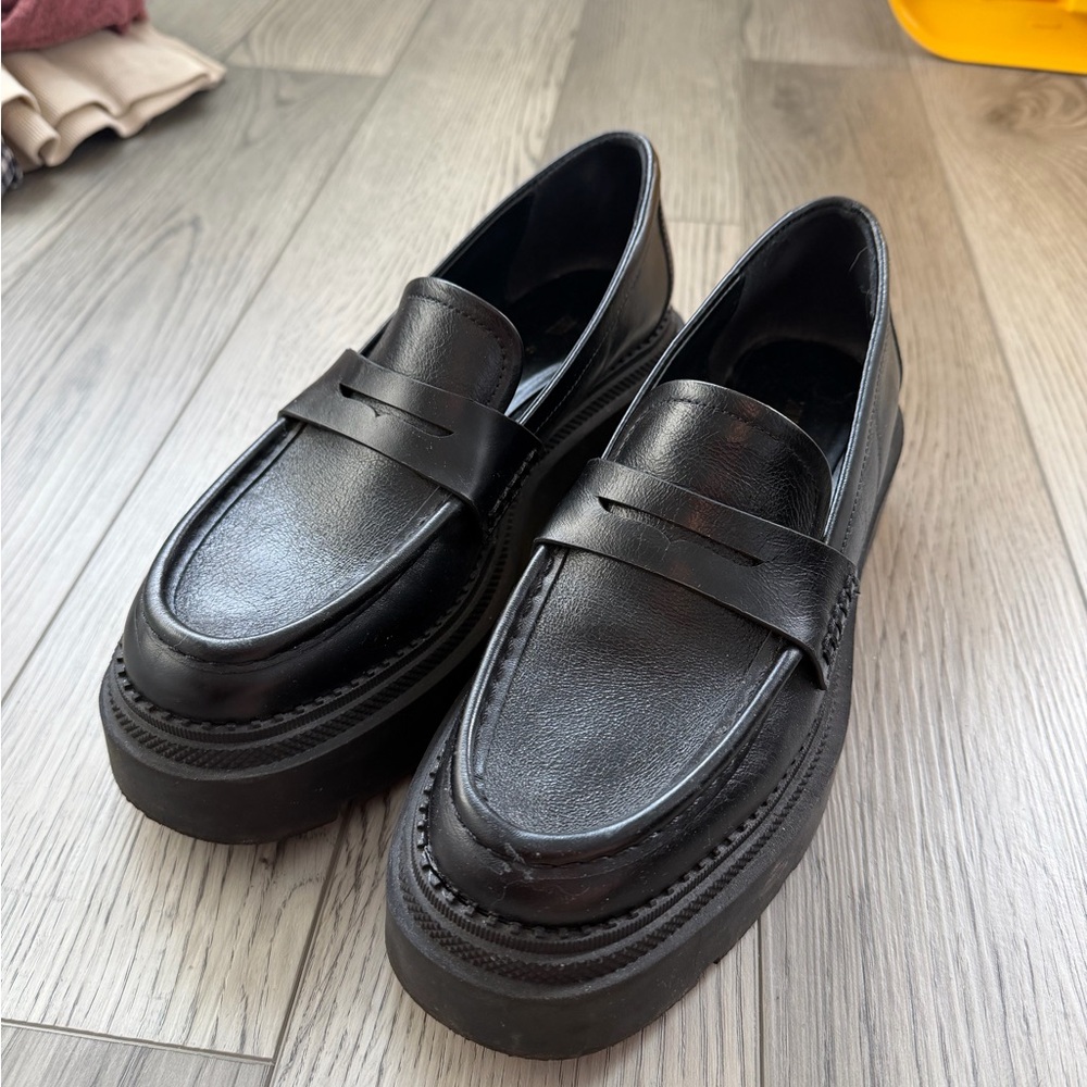 Zara Genuine Leather Platform Loafers